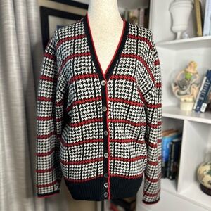 Vintage Evan Picone Black and Red Houndstooth Sweater